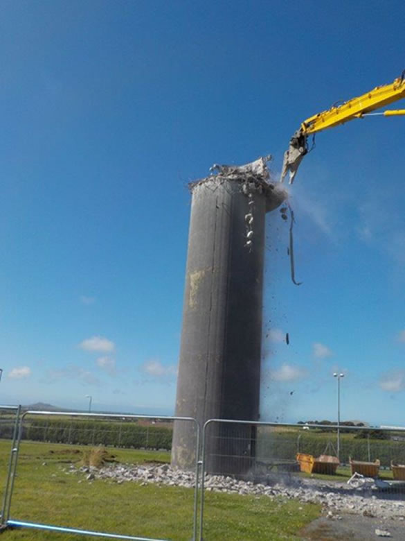 Example of concrete Tower Demolition at Cawdor Barracks MOD Base in Wales